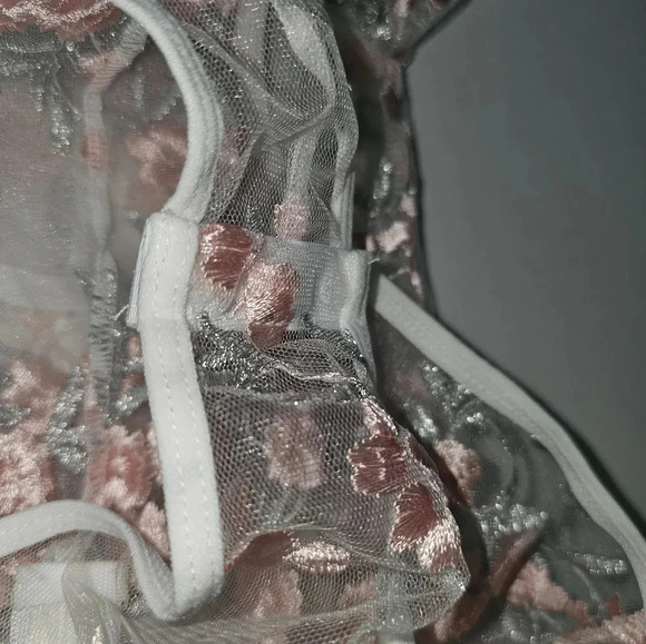 Lace Mesh Floral Puff Sleeve Corset Bodysuit - Picture 6 of 6